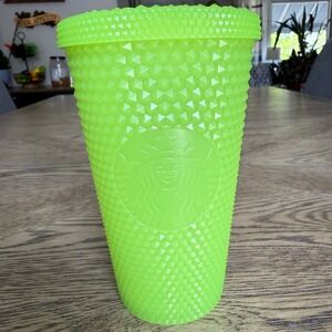 Starbucks Neon Lime Green Studded Honeycomb Tumbler 16oz Cold Cup No Straw